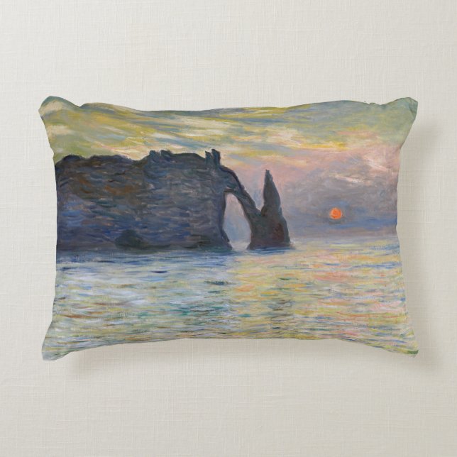 Monet - The Manneport, Cliff at Etretat, Sunset Dekokissen (Vorderseite)