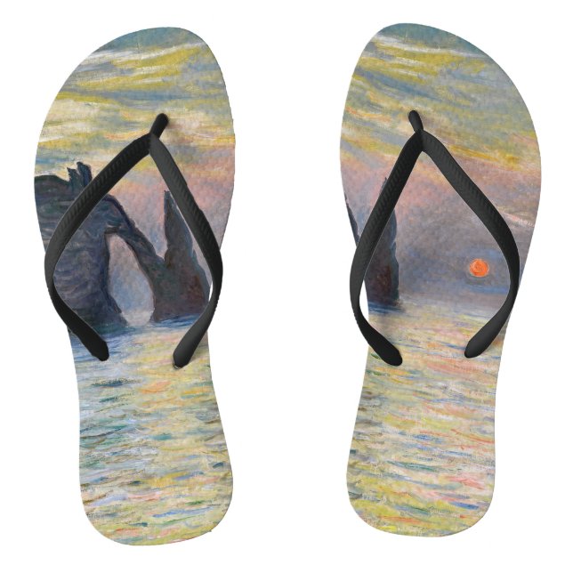 Monet - The Manneport, Cliff at Etretat, Sunset Flip Flops (Fußbett)