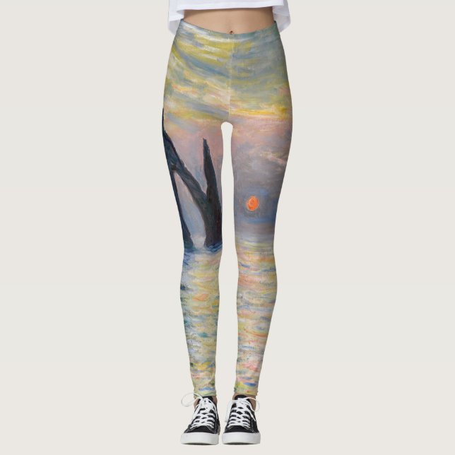Monet - The Manneport, Cliff at Etretat, Sunset Leggings (Vorderseite)
