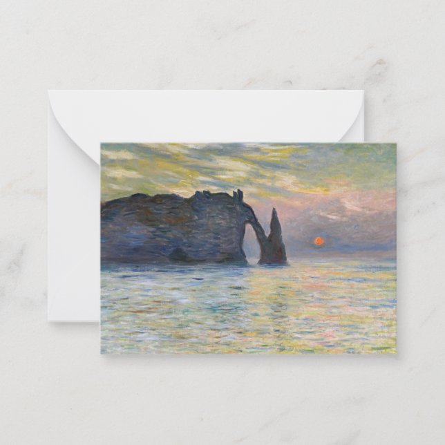 Monet - The Manneport, Cliff at Etretat, Sunset Mitteilungskarte (Vorderseite)