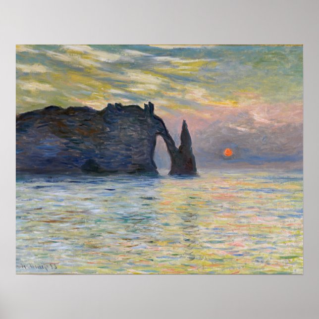 Monet - The Manneport, Cliff at Etretat, Sunset Poster (Vorne)