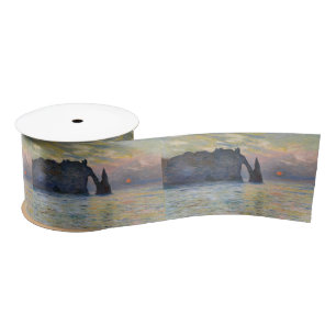 Monet - The Manneport, Cliff at Etretat, Sunset Satinband