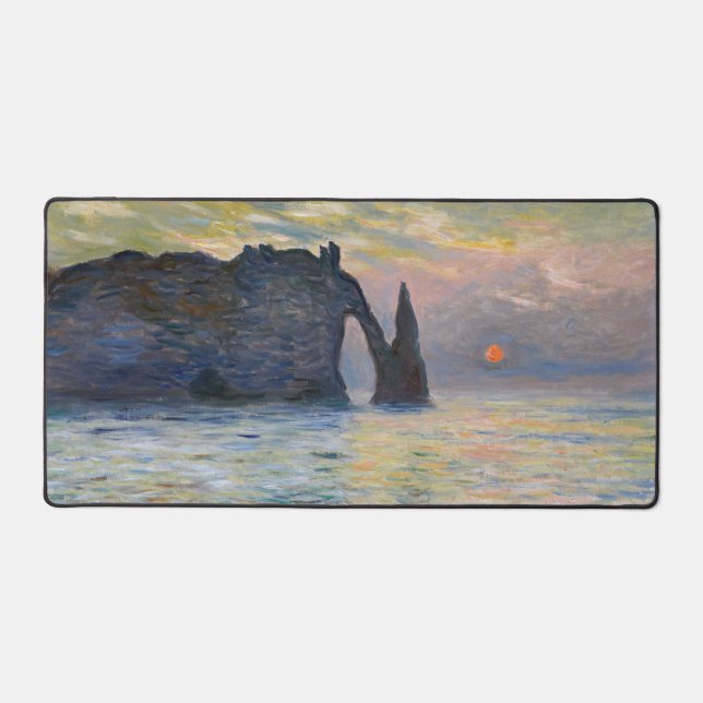 Monet - The Manneport, Cliff at Etretat, Sunset Schreibtischunterlage (Vorderseite)