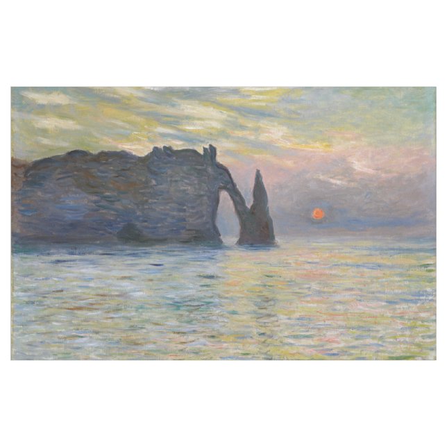 Monet - The Manneport, Cliff at Etretat, Sunset Stoff (Yard (91,4 cm))