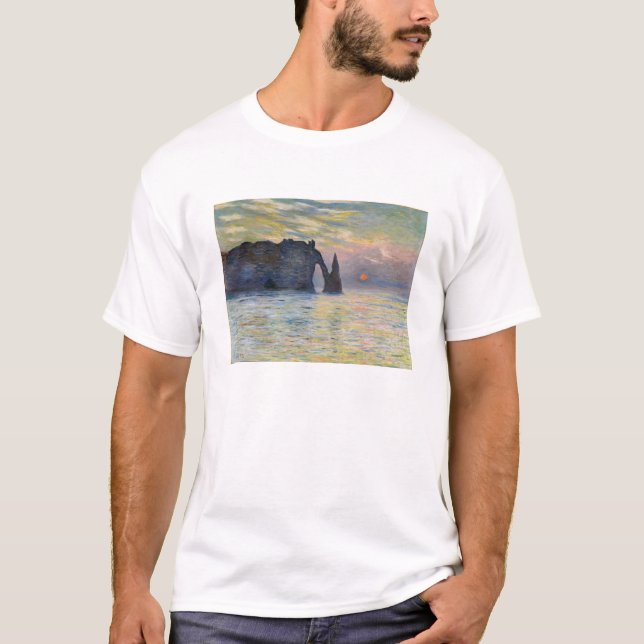 Monet - The Manneport, Cliff at Etretat, Sunset T-Shirt (Vorderseite)