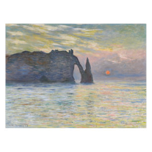 Monet - The Manneport, Cliff at Etretat, Sunset Tischdecke