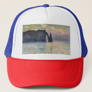 Monet - The Manneport, Cliff at Etretat, Sunset Truckerkappe