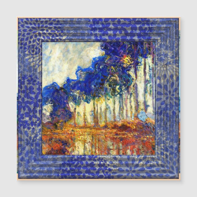 Monet, The Poplars im Herbst  Magnetkarte (Vorderseite)