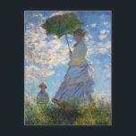 Monet The Promenade Woman - The Restaurant Postkarte<br><div class="desc">Claude Monet Die Promenade Frau mit einer Parasolpostkarte. Ölmalerei auf Leinwand aus dem Jahr 1875. Die Promenade ist eine der reizvollsten frühen Arbeiten Monets und besticht durch eine junge Frau und ein Kind, die auf einem Feld über den gelben Wildblumen stehend sind. Die Frau hält einen grünen und blauen Sonnenschirm,...</div>