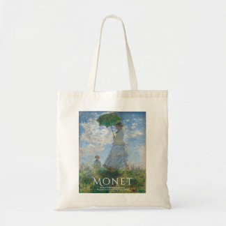 Monet Tote Tag Kunst, Frau mit Sonnenschirm Tragetasche
