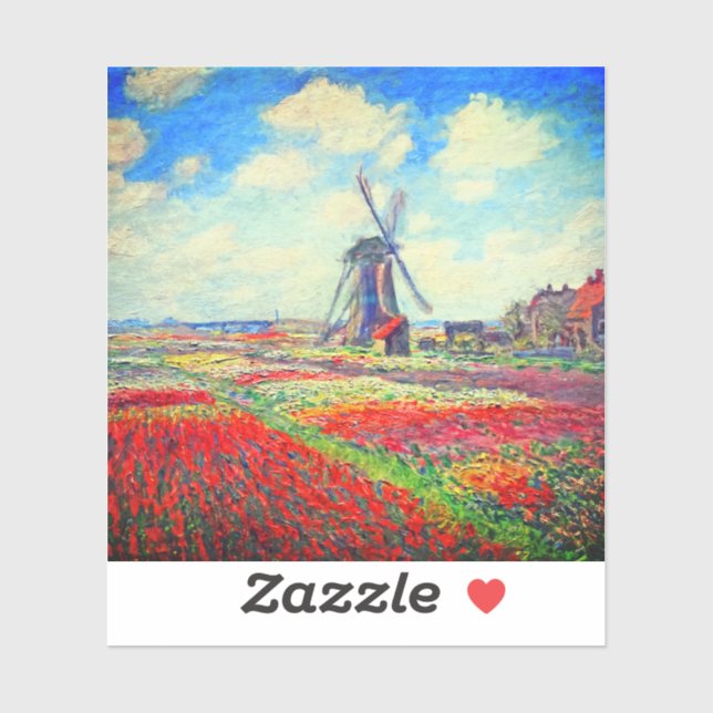 Monet Tulips Windmill Aufkleber (Blatt)