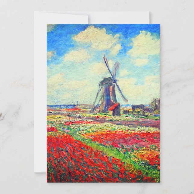 Monet Tulips Windmill Card (Vorderseite)