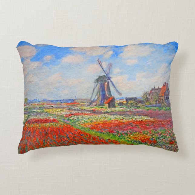 Monet Tulips Windmill Dekokissen (Vorderseite)