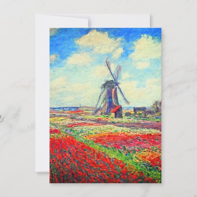 Monet Tulips Windmill Einladung (Vorderseite)