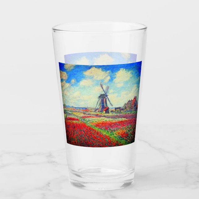 Monet Tulips Windmill Glas (Vorderseite)