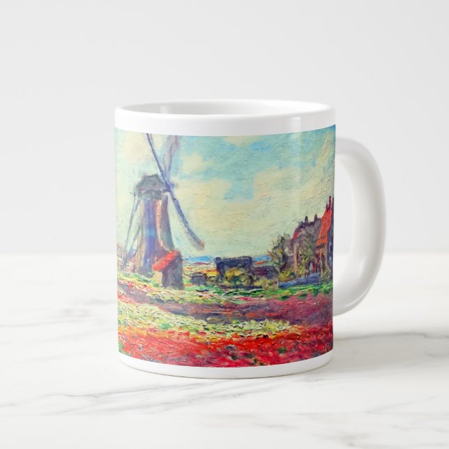 Monet Tulips Windmill Jumbo-Tasse (Vorderseite Rechts)