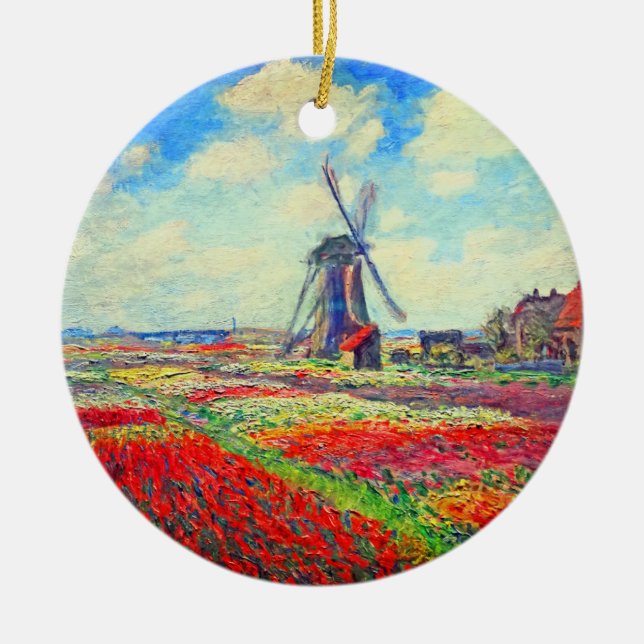 Monet Tulips Windmill Keramik Ornament (Vorne)