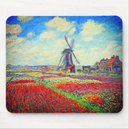 Monet Tulips Windmill Mousepad