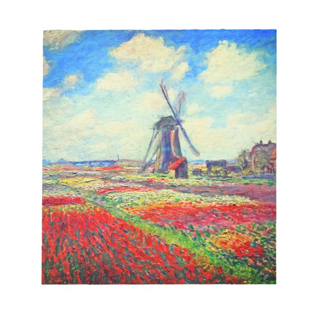Monet Tulips Windmill Notizblock (Vorderseite)