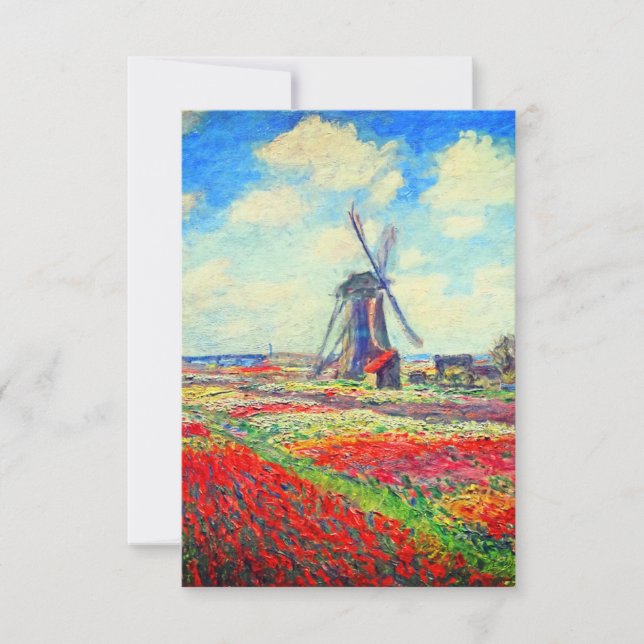Monet Tulips Windmill RSVP Karte (Vorderseite)
