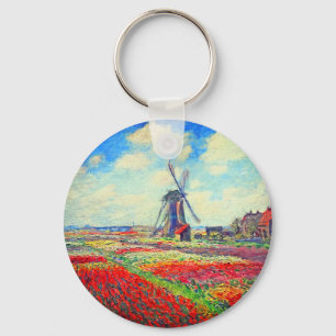 Monet Tulips Windmill Schlüsselanhänger