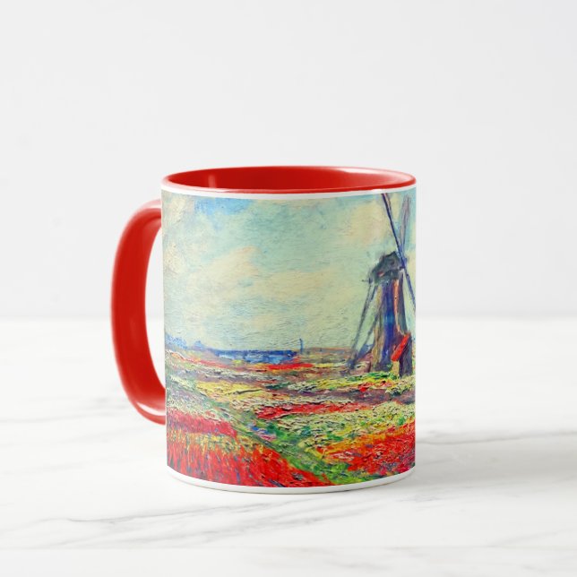 Monet Tulips Windmill Tasse (Vorderseite Links)