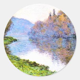 Monet - Ufer der Seine bei Jenfosse Runder Aufkleber