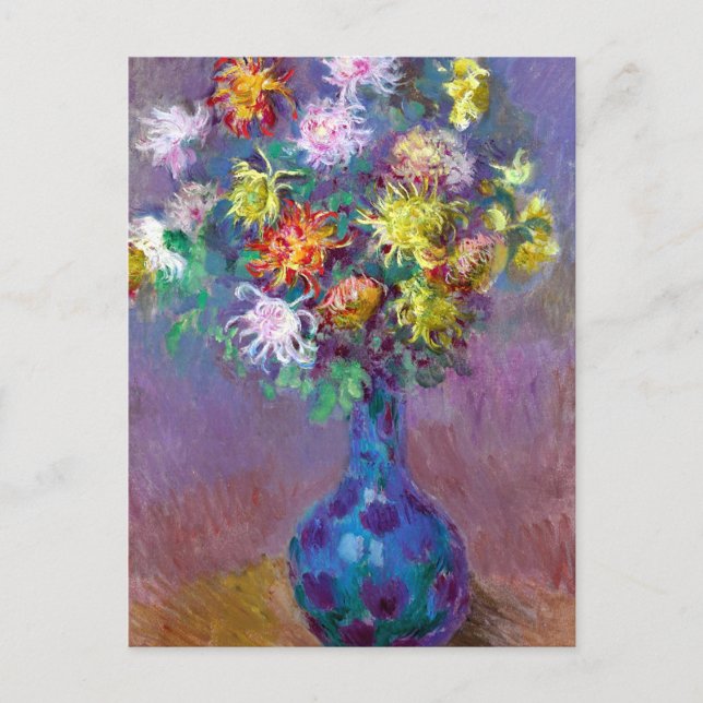 Monet Vase de Chrysanthemes Blume Postkarte (Vorderseite)