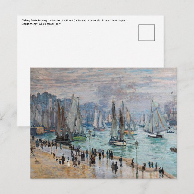 Monet - Verlassend Fischereifahrzeuge des Hafens L Postkarte (Vorne/Hinten)