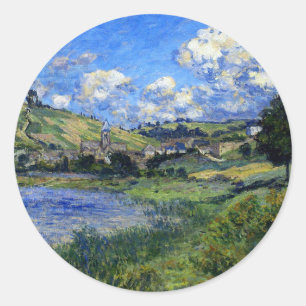 Monet - Vetheuil, Paysage Runder Aufkleber