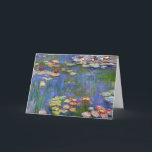 Monet Wasser-Lilien-Gruß-Karte 1916 Karte<br><div class="desc">Monet Wasser-Liliengrußkarte 1916. Ölmalerei auf Leinwand ab 1916. Französischer Impressionist Claude Monet bleibt bekannt und für die Wasserlilienmalereien geliebt, die er in seinem Gartenteich bei Giverny schuf. Diese spezifische Wasserlilienmalerei ist ab 1916 und deckt Monets Bewegung in Richtung in Richtung zunehmender Abstraktion und zu mehr mannigfaltigen Farben auf. Die Wasserlilien,...</div>