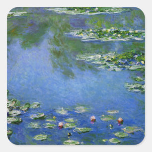 Monet Wasser-Lilien Quadratischer Aufkleber