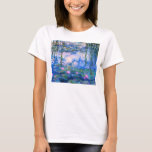 Monet Wasser-Lilien T-Shirt<br><div class="desc">Monet Wasser-Lilien. Ölmalerei auf Leinwand ab 1916. Monet malte seinen berühmten Wasserlilienteich besessen während der letzten Jahre seiner Karriere und zeichnete Inspiration vom Licht der Sonne und sein verschiebeneffekt auf das Wasser und die WasserBlumen und das Laub. Diese Malerei kennzeichnet einen vibrierenden Gebrauch von Rosa, Blues und Purpur und macht...</div>