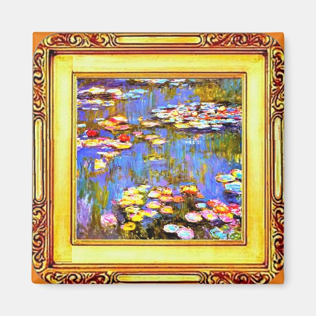Monet Wasserlilien Gerahmt, Fine Art Magnet (Vorne)