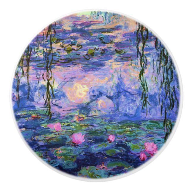 Monet Water Lilie Kunstvoll wandern Keramikknauf (Vorderseite)