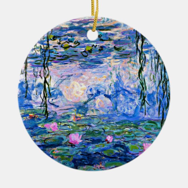 Monet: Water Lilies 1919, berühmtes Gemälde Keramik Ornament (Vorne)