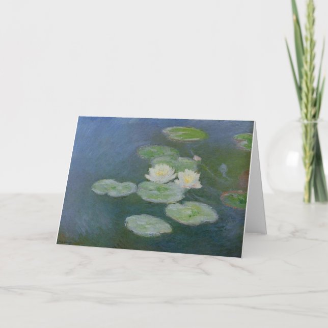 monet water-lilies-Abend-effect-1899 Blume Dankeskarte (Vorderseite)