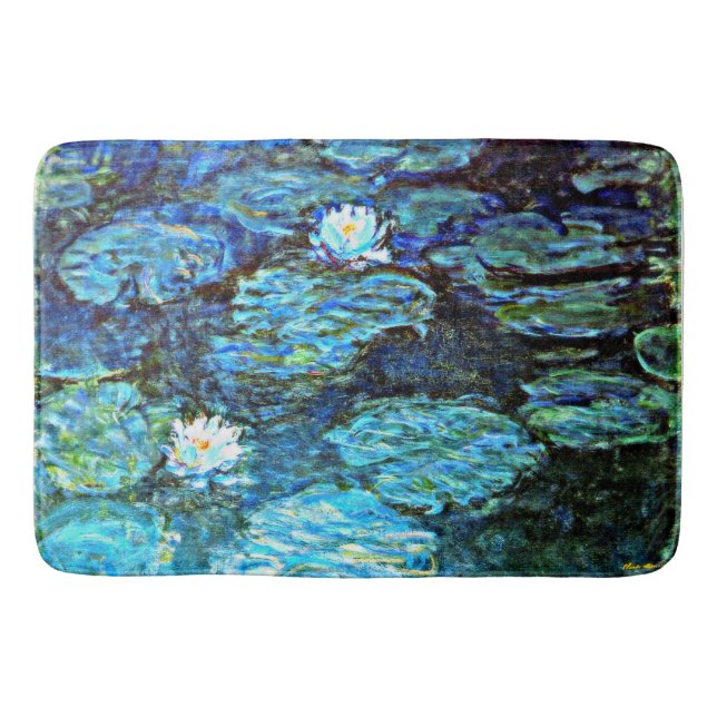 Monet - Water Lilies (blau) Badematte (Vorderseite)