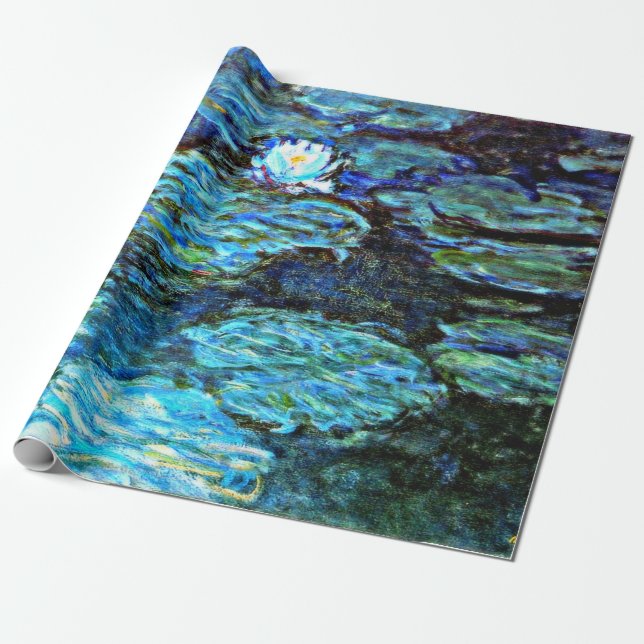 Monet - Water Lilies (blau) Geschenkpapier (Ungerollt)