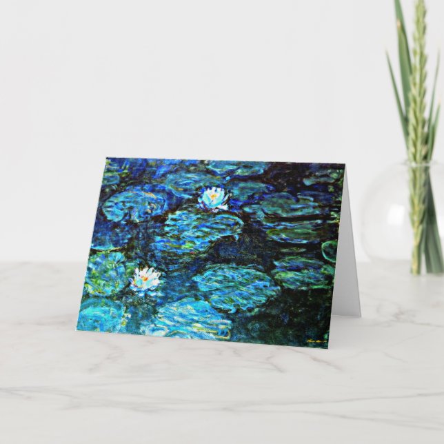 Monet - Water Lilies (blau) Karte (Vorderseite)