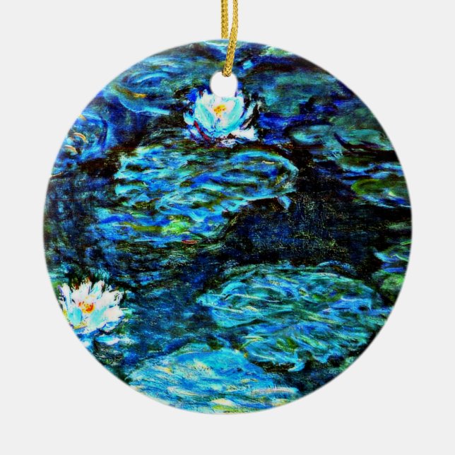 Monet - Water Lilies, blau Keramik Ornament (Vorne)