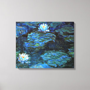 Monet - Water Lilies (blau) Leinwanddruck