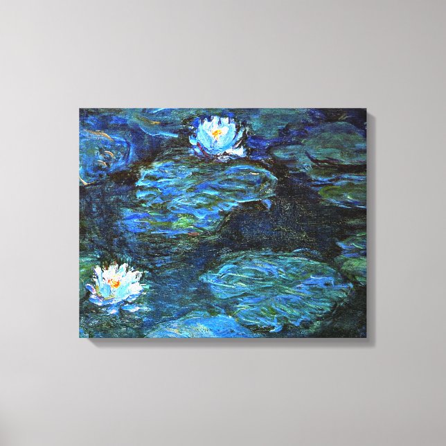 Monet - Water Lilies (blau) Leinwanddruck (Vorderseite)