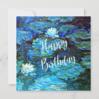 Monet - Water Lilies (blau) mit Birthday Wish Karte