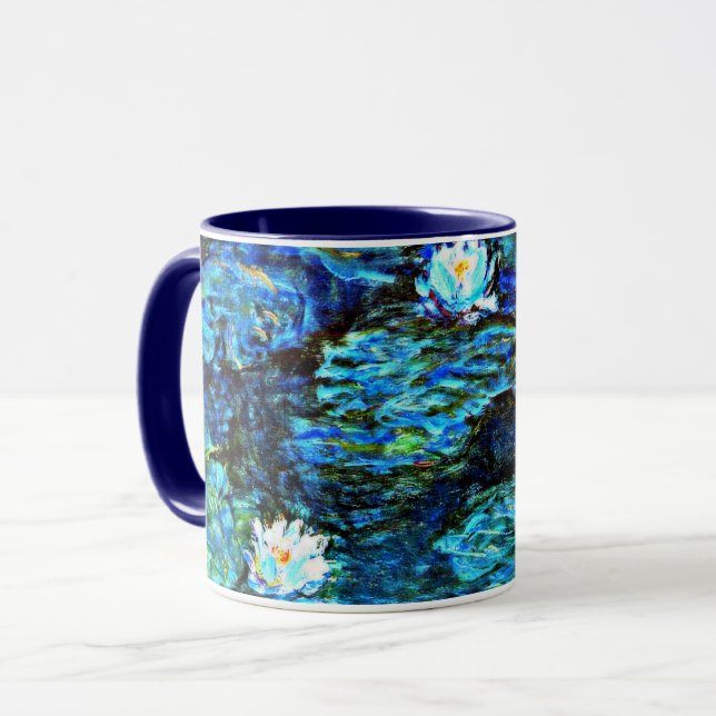 Monet - Water Lilies, blau Tasse (Vorderseite Links)