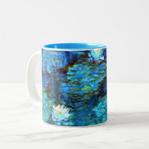 Monet - Water Lilies (blau) Zweifarbige Tasse