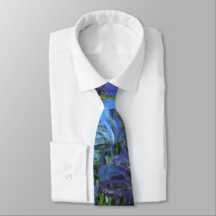 Monet - Water Lilies, Blue Indigo Neck Tie Krawatte