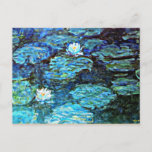 Monet - Water Lilies, Blue Postkarte<br><div class="desc">Beeinonism painting by Claude Monet.</div>