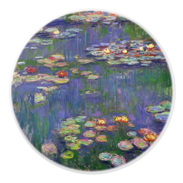 Monet Water Lilies Masterpiece Malerei Keramikknauf (Vorderseite)