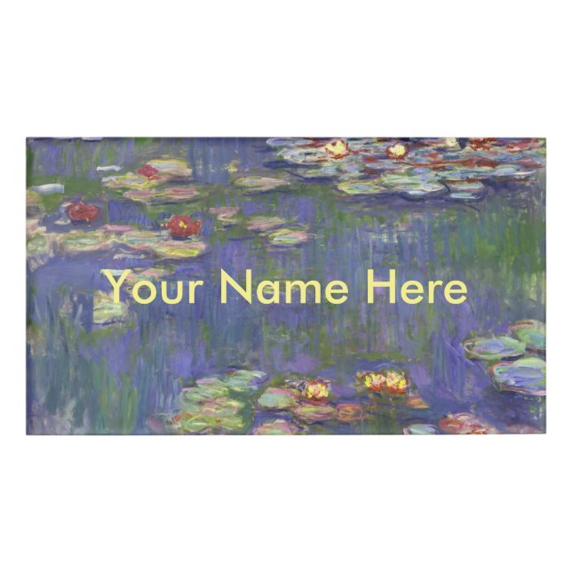 Monet Water Lilies Masterpiece Malerei Namenschild (Vorderseite)